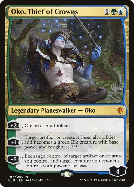 Oko, voleur de couronnes, carte Magic PELD 197p — extension Throne of Eldraine Promos