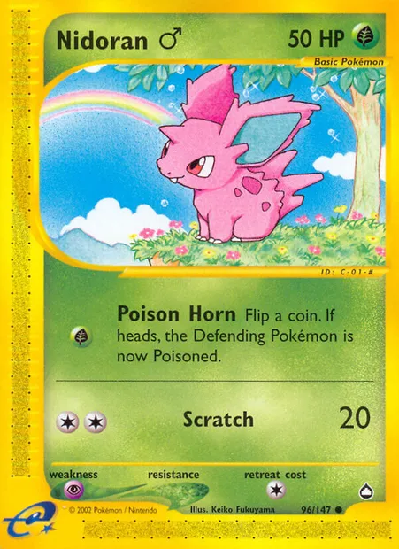 Nidoran ♂, Pokémon card AQ 96 — Aquapolis set
