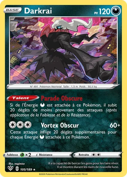 Darkrai, carte Pokémon DAA 105 — extension Ténèbres Embrasées