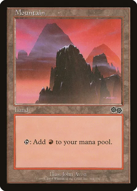 Mountain, Magic card USG 344 — Urza's Saga set