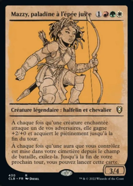 Mazzy, paladine à l'épée juste, carte Magic CLB 430 — extension Commander Légendes : la bataille de la Porte de Baldur