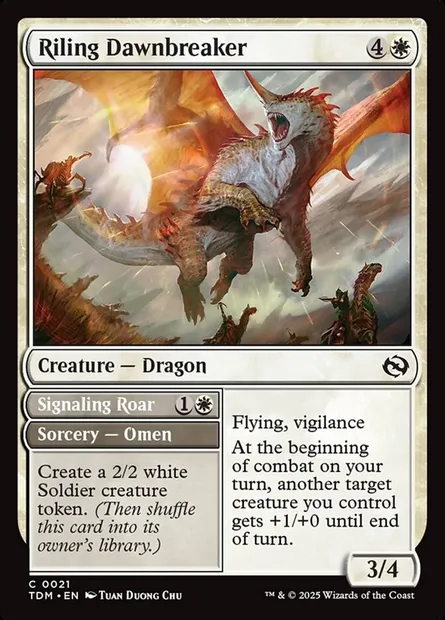 Riling Dawnbreaker // Signaling Roar, Magic card TDM 21 — Tarkir: Dragonstorm set