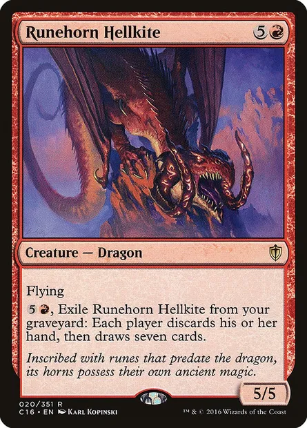 Runehorn Hellkite, Magic card C16 20 — Commander 2016 set