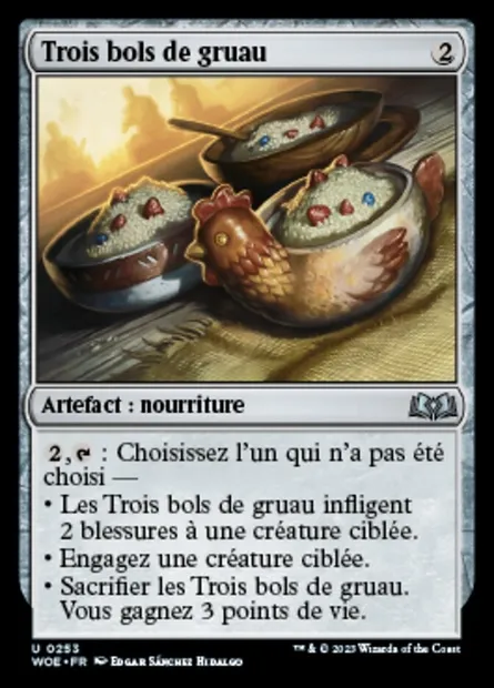 Trois bols de gruau, carte Magic WOE 253 — extension Wilds of Eldraine