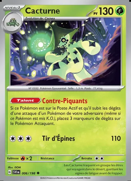 Cacturne, carte Pokémon SVI 006 — extension Écarlate et Violet