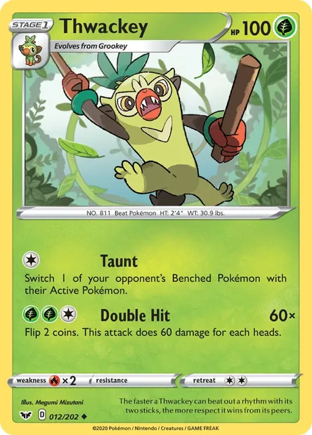 Thwackey, Pokémon card SSH 12 — Sword & Shield set