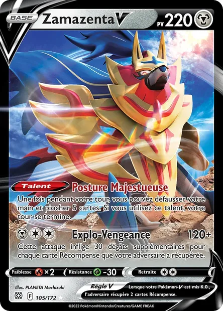 Zamazenta V, carte Pokémon BRS 105 — extension Stars Étincelantes