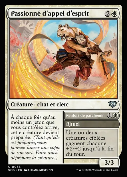 Passionné d'appel d'esprit // Scrollboost, carte Magic SOS 33 — extension Secrets of Strixhaven