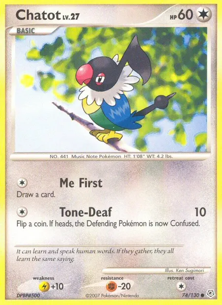 Chatot, Pokémon card DP 74 — Diamond & Pearl set