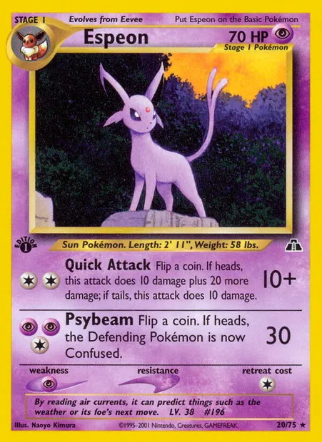 Espeon, Pokémon card ND 20 — Neo Discovery set