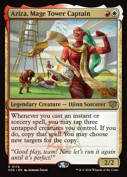 Aziza, Mage Tower Captain, Magic card PSOS 174p — Secrets of Strixhaven Promos set