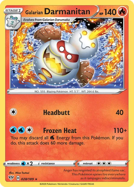 Galarian Darmanitan, Pokémon card DAA 28 — Darkness Ablaze set