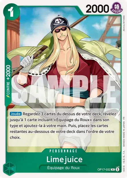 Limejuice, carte One Piece OP17-032 — extension LES GUERRIERS LES PLUS PUISSANTS AU MONDE