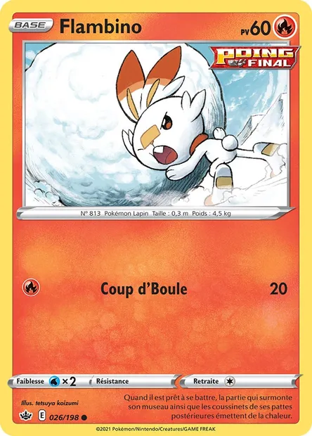 Flambino, carte Pokémon CRE 26 — extension Règne de Glace