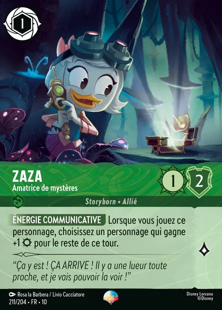 Zaza - Amatrice de mystères, carte Disney Lorcana CH10-211 — extension Lueurs dans les Profondeurs