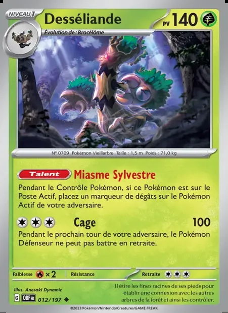 Desséliande, carte Pokémon OBF 012 — extension Flammes Obsidiennes