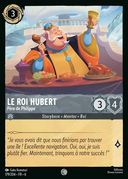 Le Roi Hubert - Père de Philippe, carte Disney Lorcana CH6-179 — extension La Mer Azurite