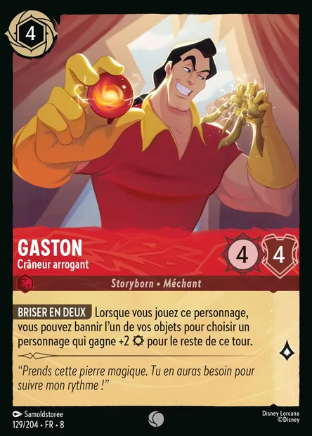 Gaston - Crâneur arrogant, carte Disney Lorcana CH8-129 — extension Le Règne de Jafar
