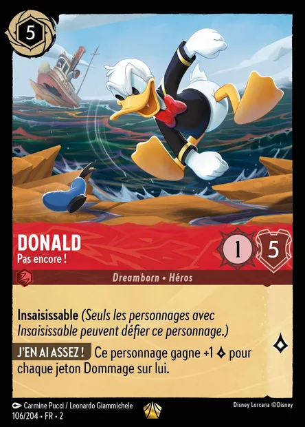 Donald - Pas encore !, carte Disney Lorcana CH2-106 — extension L'Ascension des Floodborn