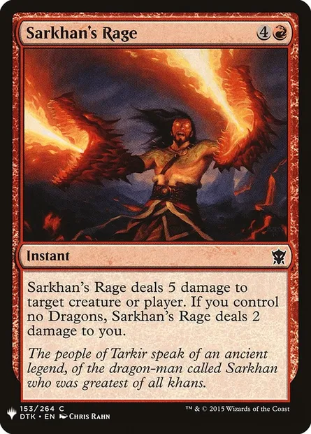 Sarkhan's Rage, Magic card PLST DTK-153 — The List set