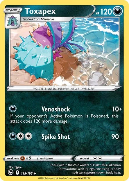 Toxapex, Pokémon card SIT 115 — Silver Tempest set