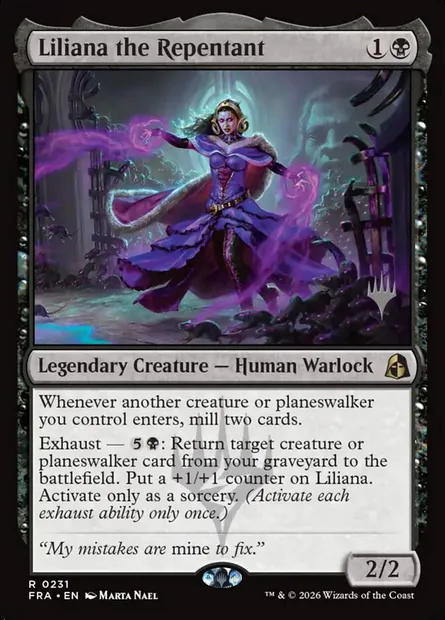 Liliana la repentante, carte Magic PFRA 231p — extension Reality Fracture Promos