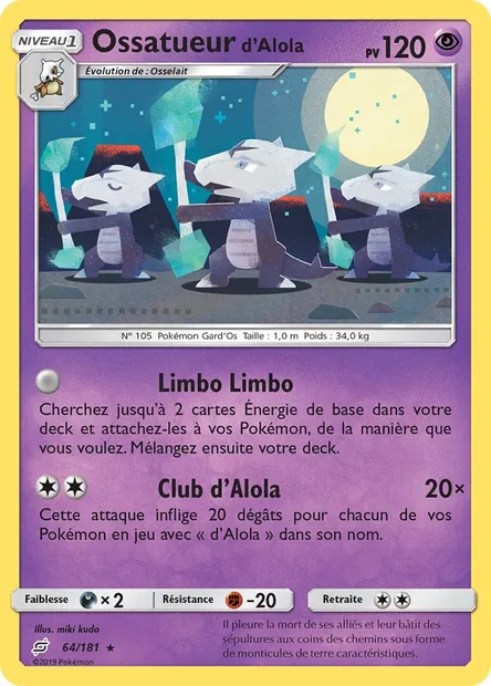 Ossatueur d’Alola, carte Pokémon TEU 64 — extension Duo de Choc