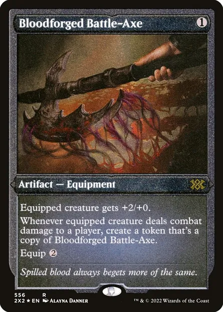 Bloodforged Battle-Axe, Magic card 2X2 556 — Double Masters 2022 set