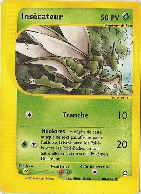 Insécateur, carte Pokémon AQ 106 — extension Aquapolis