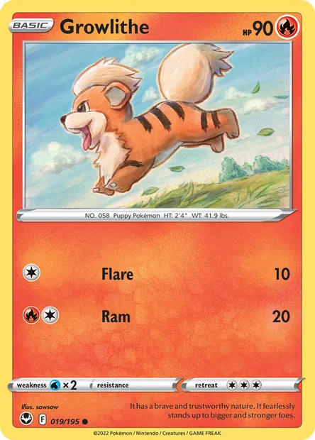 Growlithe, Pokémon card SIT 019 — Silver Tempest set
