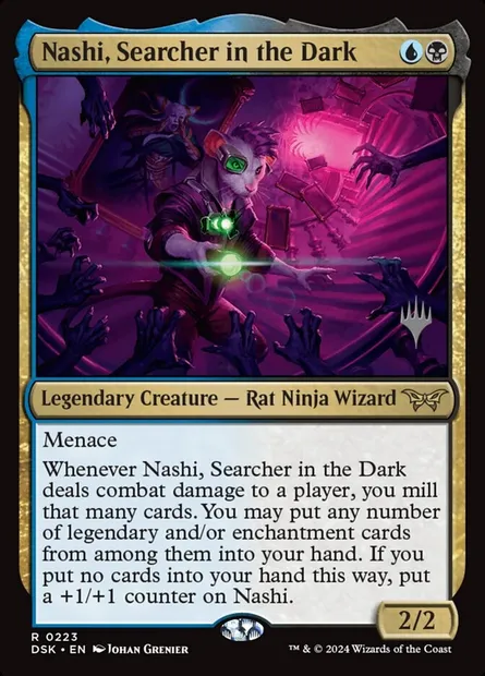 Nashi, Searcher in the Dark, Magic card PDSK 223p — Duskmourn: House of Horror Promos set