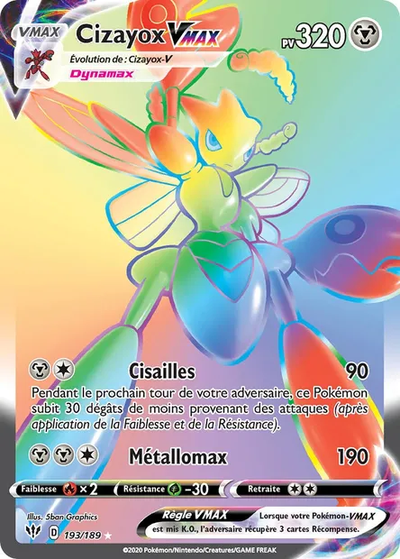Cizayox VMAX, carte Pokémon DAA 193 — extension Ténèbres Embrasées