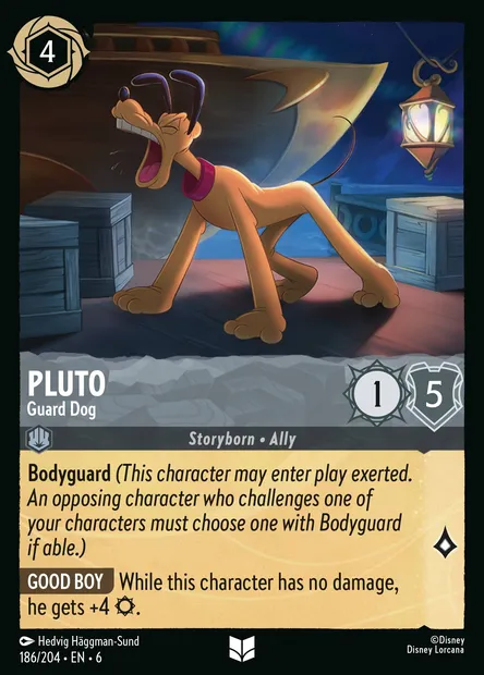 Pluto - Guard Dog, Disney Lorcana card CH6-186 — Azurite Sea set