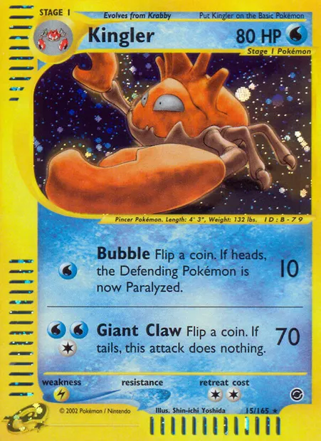 Kingler, Pokémon card EX 15 — Expedition Base Set set
