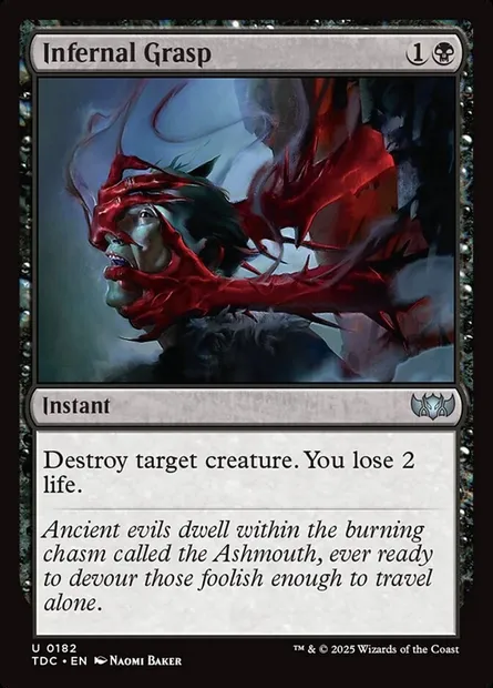 Infernal Grasp, Magic card TDC 182 — Tarkir: Dragonstorm Commander set