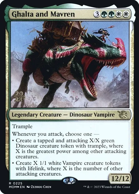 Ghalta and Mavren, Magic card PMOM 225s — March of the Machine Promos set