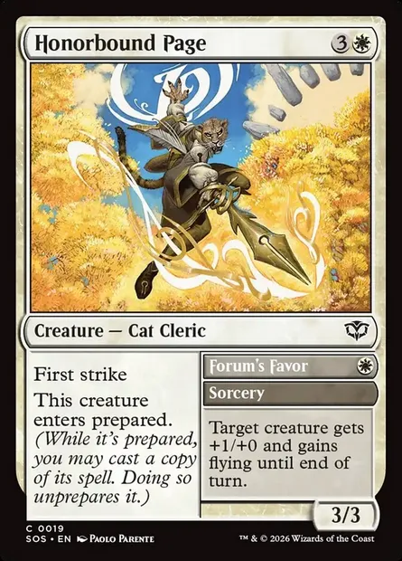Honorbound Page // Forum's Favor, Magic card SOS 19 — Secrets of Strixhaven set