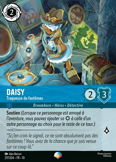 Daisy - Traqueuse de fantômes, carte Disney Lorcana CH10-217 — extension Lueurs dans les Profondeurs