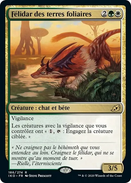 Félidar des terres foliaires, carte Magic IKO 186 — extension Ikoria: Lair of Behemoths