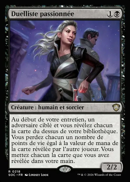 Duelliste passionnée, carte Magic SOC 218 — extension Secrets of Strixhaven Commander