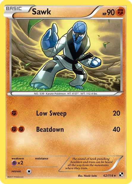 Sawk, Pokémon card BLW 62 — Black & White set