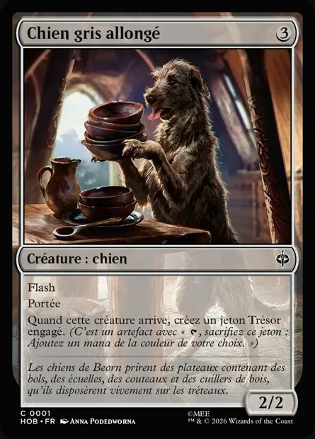 Chien gris allongé, carte Magic HOB 1 — extension The Hobbit