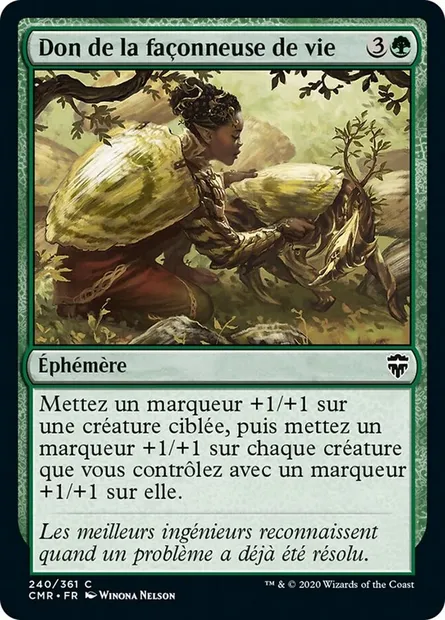 Don de la façonneuse de vie, carte Magic CMR 240 — extension Commander Legends