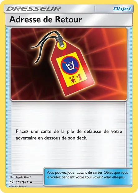 Adresse de Retour, carte Pokémon TEU 153 — extension Duo de Choc