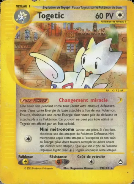 Togetic, carte Pokémon AQ 39 — extension Aquapolis