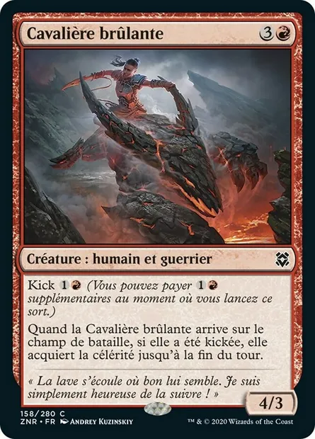 Cavalière brûlante, carte Magic ZNR 158 — extension Renaissance de Zendikar