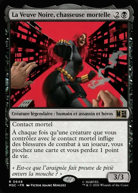 La Veuve Noire, chasseuse mortelle, carte Magic MSC 648 — extension Marvel Super Heroes Commander