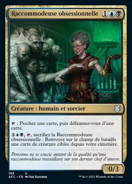 Raccommodeuse obsessionnelle, carte Magic AFC 189 — extension Forgotten Realms Commander