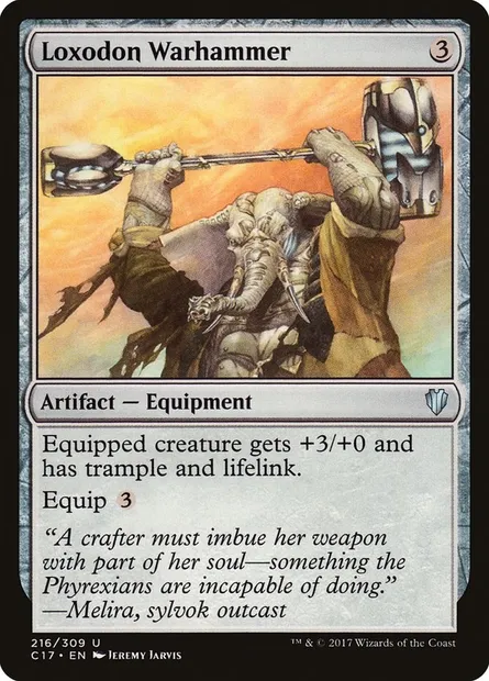 Loxodon Warhammer, Magic card C17 216 — Commander 2017 set