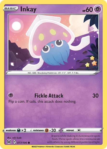 Inkay, Pokémon card LOR 077 — Lost Origin set